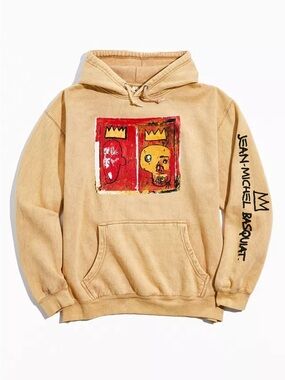Urban Outfitters Tan Jean-Michel Basquiat Graphic Hoodie